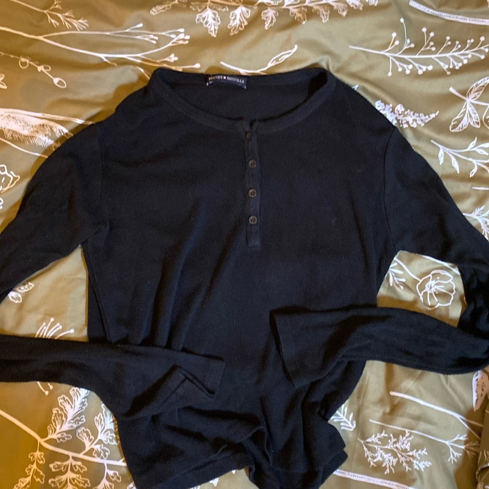Brandy Melville black Henley top sweater
